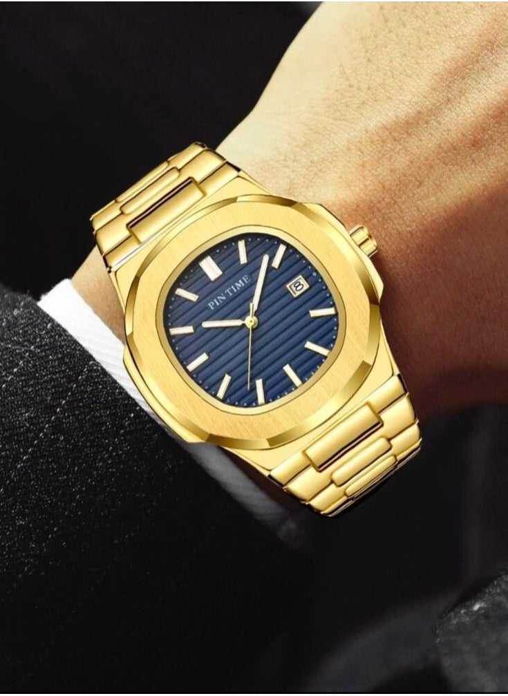 بينتايم ساعة يد رجاليه كلاسيكيه بعقارب من PINTIME, تتضمن عرض التاريخ بشكل يومي  - Image 4