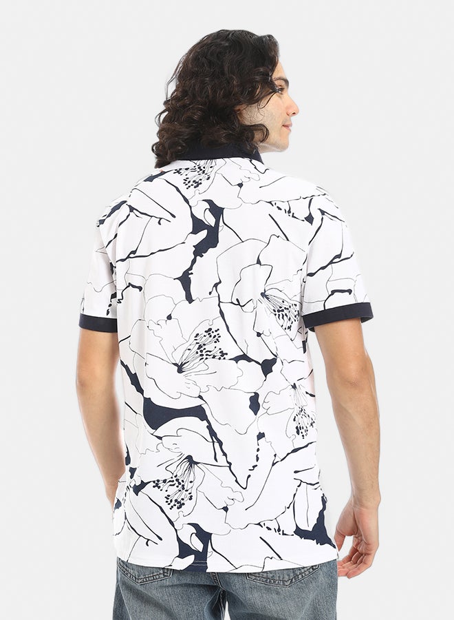 Red Circle Self Pattern Regular Fit Polo Shirt - Image 3