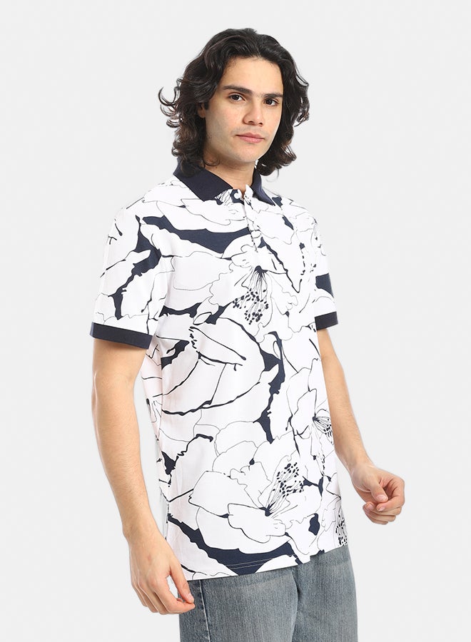 Red Circle Self Pattern Regular Fit Polo Shirt - Image 2