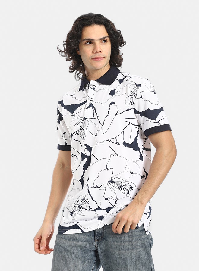 Red Circle Self Pattern Regular Fit Polo Shirt - Image 4