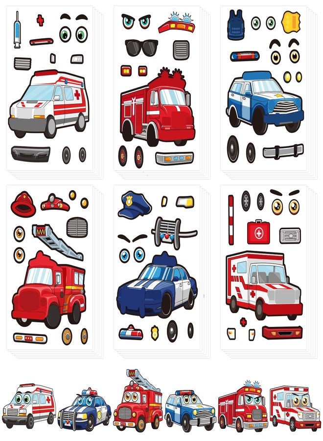Lemicin 36Pcs Make A First Responder Rescue Vehicle Stickers for Kids Create Your Own Police Car Fire Truck Stickers DIY Craft Birthday Party Favor Activity for Boy Stick on Bag Books