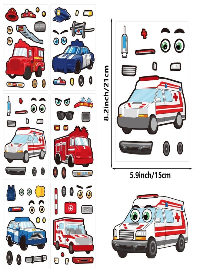 Lemicin 36Pcs Make A First Responder Rescue Vehicle Stickers for Kids Create Your Own Police Car Fire Truck Stickers DIY Craft Birthday Party Favor Activity for Boy Stick on Bag Books - Image 2