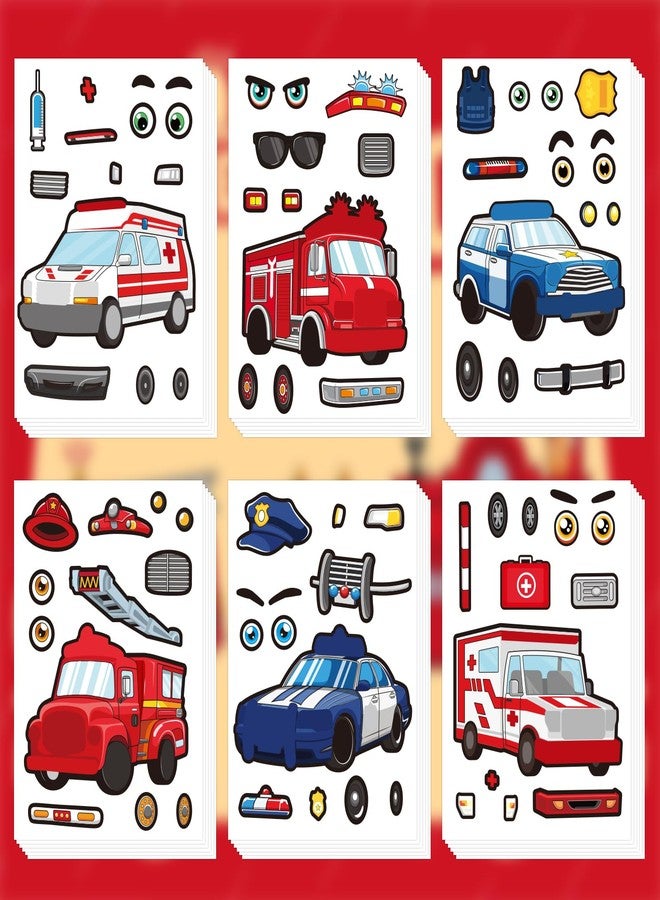 Lemicin 36Pcs Make A First Responder Rescue Vehicle Stickers for Kids Create Your Own Police Car Fire Truck Stickers DIY Craft Birthday Party Favor Activity for Boy Stick on Bag Books - Image 4