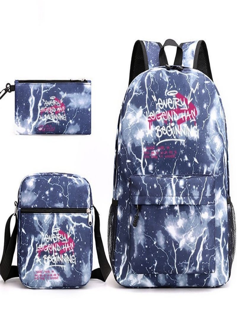 Arcaneï¼šLeague of Legends Children Backpack Schoolbag Teen Student School Book bag with Lunch Box Pen Case 3 in 1 for Kids
