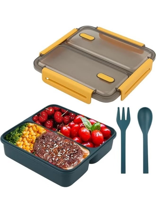 Genaric Adult Bento Lunch Box Kit, Bento Boxes Portable Lunch Box, Adult Bento Box with Lunch Bag, Bento Lunch Containers for Women, 1200ml Large Capacity Lunchbox BPA-Free(Green Metal) - Image 2