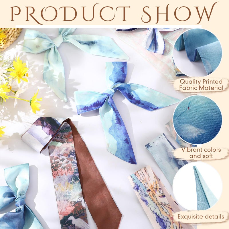 Chicingyou 10 Pcs Purse Scarf Headband Scarves Women Skinny Hair Scarf Handbag Ribbon Headband Accessories Neck Decorative(Stylish) - Image 3
