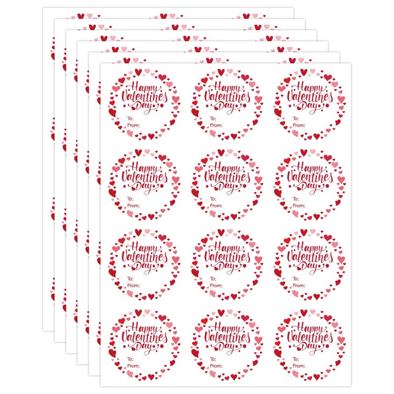 Zevulizen 72Pcs Happy Valentines Stickers, 2 Inches Round Happy Valentine's Day Label Sticker for Envelope Card Gift Box Gift Envelope Seal Decoration Tags (Valentine's Day Stickers B) - Image 1