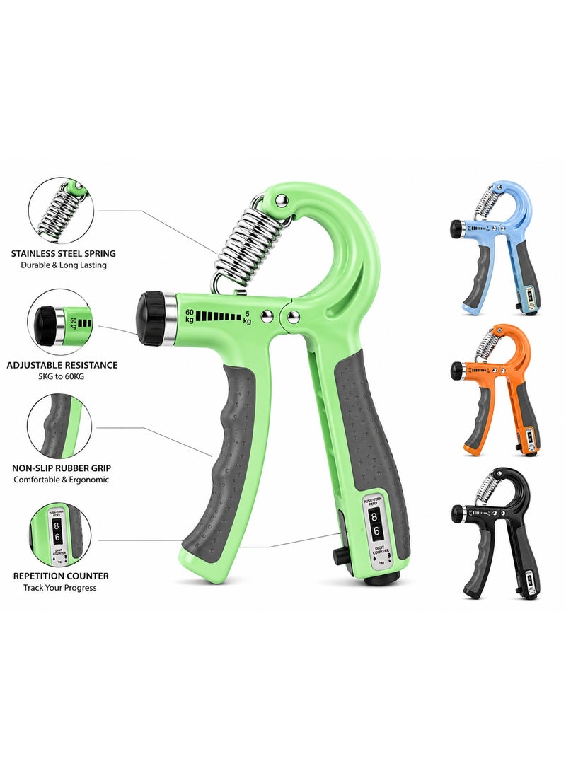 Lukadah Adjustable Hand Grip Strengthener 5-60KG with Counter – Forearm & Finger Exercise Grip Trainer for Strength Training, Fitness, Rehabilitation & Sports - Image 1