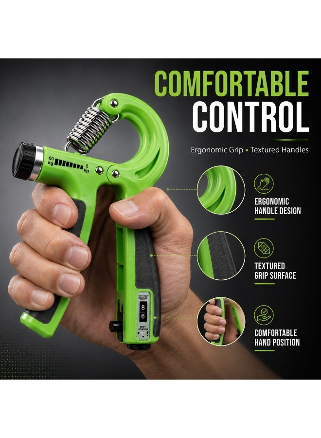 Lukadah Adjustable Hand Grip Strengthener 5-60KG with Counter – Forearm & Finger Exercise Grip Trainer for Strength Training, Fitness, Rehabilitation & Sports - Image 4