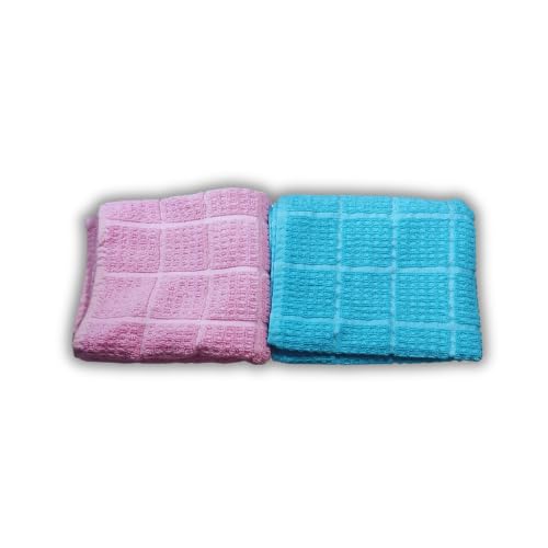 LookTrendyNow Super Soft Lint Free Quick Dry Gym Towel Essence (LIGHT BLUE PINK) |41X61 cms| (Pack of 2) - Image 1