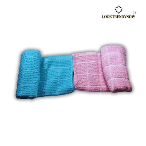 LookTrendyNow Super Soft Lint Free Quick Dry Gym Towel Essence (LIGHT BLUE PINK) |41X61 cms| (Pack of 2) - Image 3