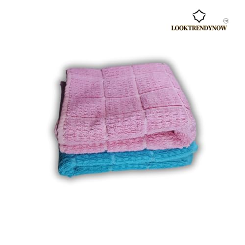 LookTrendyNow Super Soft Lint Free Quick Dry Gym Towel Essence (LIGHT BLUE PINK) |41X61 cms| (Pack of 2) - Image 4