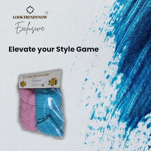 LookTrendyNow Super Soft Lint Free Quick Dry Gym Towel Essence (LIGHT BLUE PINK) |41X61 cms| (Pack of 2) - Image 5