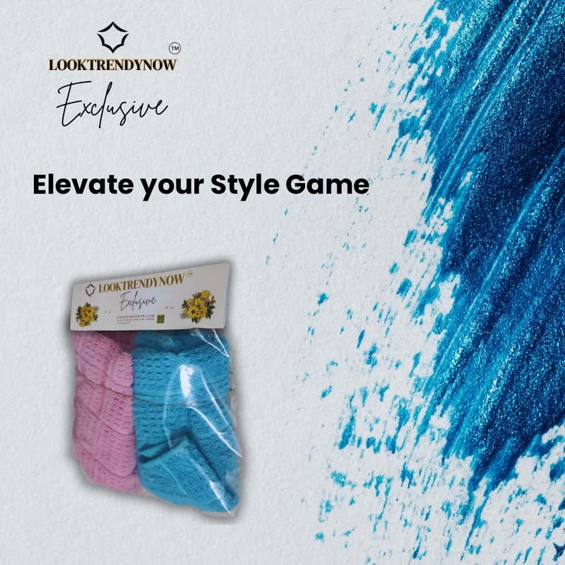 LookTrendyNow Super Soft Lint Free Quick Dry Gym Towel Essence (LIGHT BLUE PINK) |41X61 cms| (Pack of 2) - Image 2