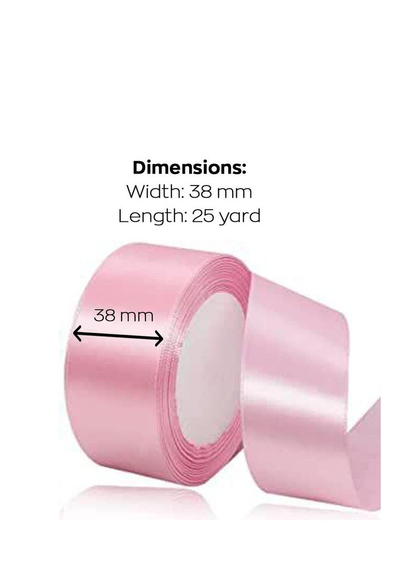 MARKQ Baby Pink Satin Ribbon, 38mm x 25yd Fabric Polyester Ribbon for Gift Wrapping, Party Favors, Wedding Decorations, Bow Making, Bouquets, Sewing Projects & Craft Supplies  - Image 2