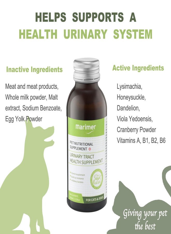 MARIMER Urinary Health Supplement for Cats and Dogs - Cranberry, Herbal Extracts & Vitamins - Supports Urinary Tract, Reduces Infections & Stones - All Life Stages, 3.38oz - Image 2