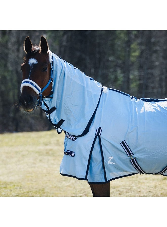 HORZE Freja Durable Mesh Combo Fly Sheet with Attached Neck Cover - UPF 50+ UV Protection - Light Blue - 78 in - Image 4