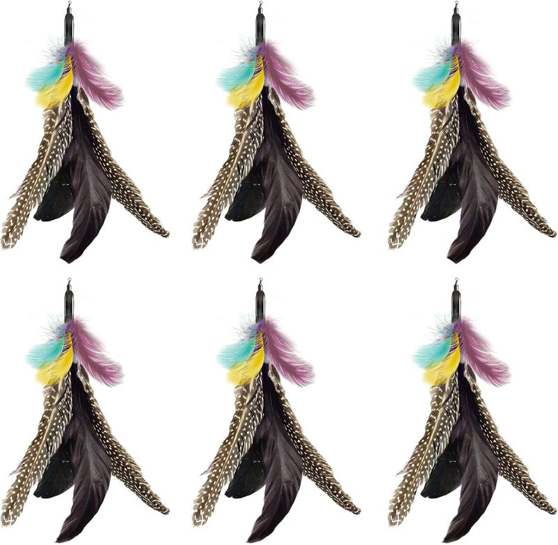 Highland Farms Select Handmade Natural Feather Cat Toy Da Bird Refills - Interactive Cat and Kitten Toy - 6 Pack - Image 1