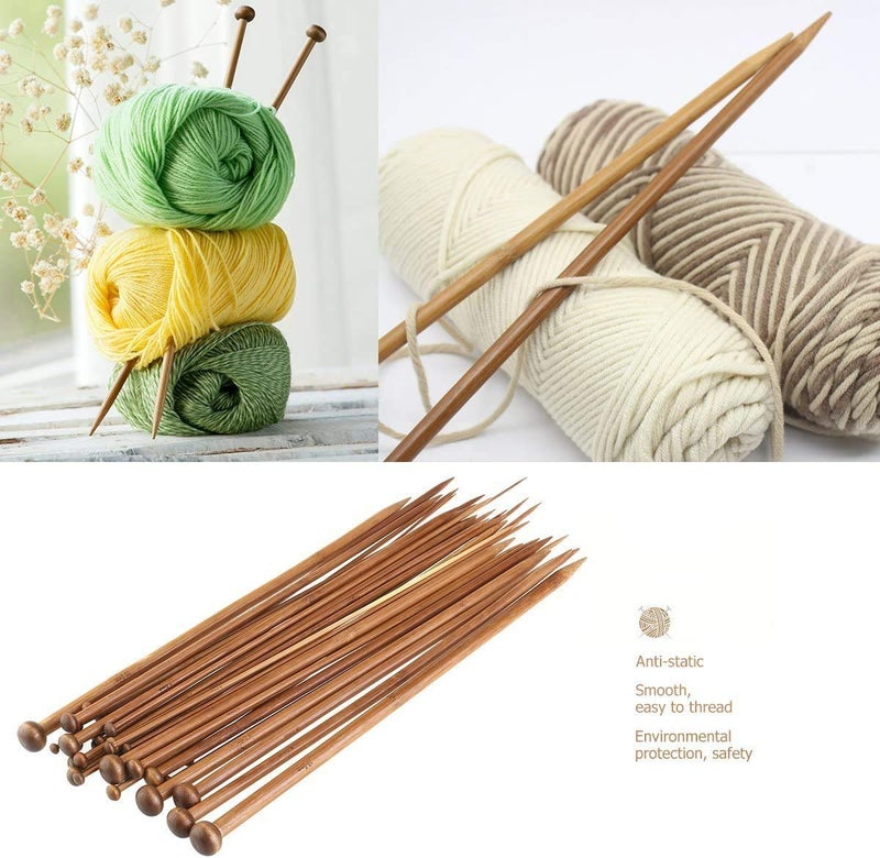 ELEPHANTBOAT® 18pcs Wood Knitting Needle Set-Small to Large 2-10mm, Sturdy Round Blunt Yarn Knitting Needles Tool Kit - Image 5