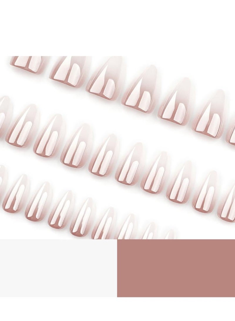 Al Kanzi 24 PCS French Press On Nails, High Quality Gradient False Nails, Almond Shaped Wearable Nails, Deluxe Coated Designs, Nails with Glue Kit - Image 3