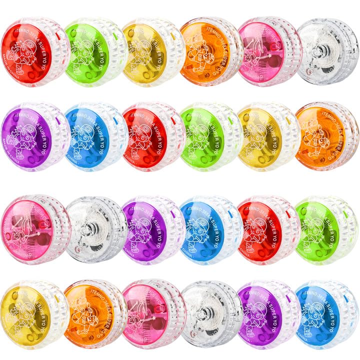 Flahard 24 Pcs Colorful Light up Yo Yo Ball Bulk LED Responsive Ball Auto Return Bearing Balls Yoyo for Kids Beginner Birthday Classroom Bag Fillers Prizes Gifts 8 Colors Color Set 1 - Image 1