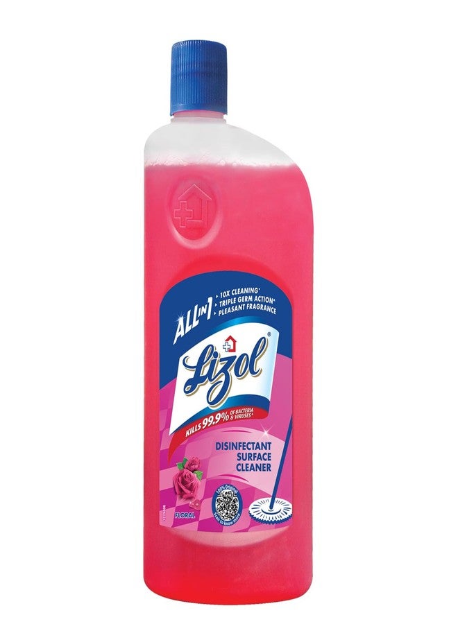 Lizol Disinfectant Surface & Floor Cleaner Liquid, Floral - 1 Litre | Suitable for All Floor Cleaner Mops | Kills 99.9% Germs| India's #1 Floor Cleaner - Image 1