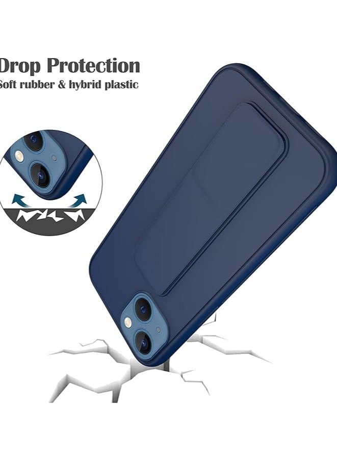 MYK Clear Case Compatible with iPhone 15 6.1 inch, Cell Phone Grip and Expanding Stand, Shockproof Cover with Grip Holder, Raised Edges for Screen Protection,blue - Image 1