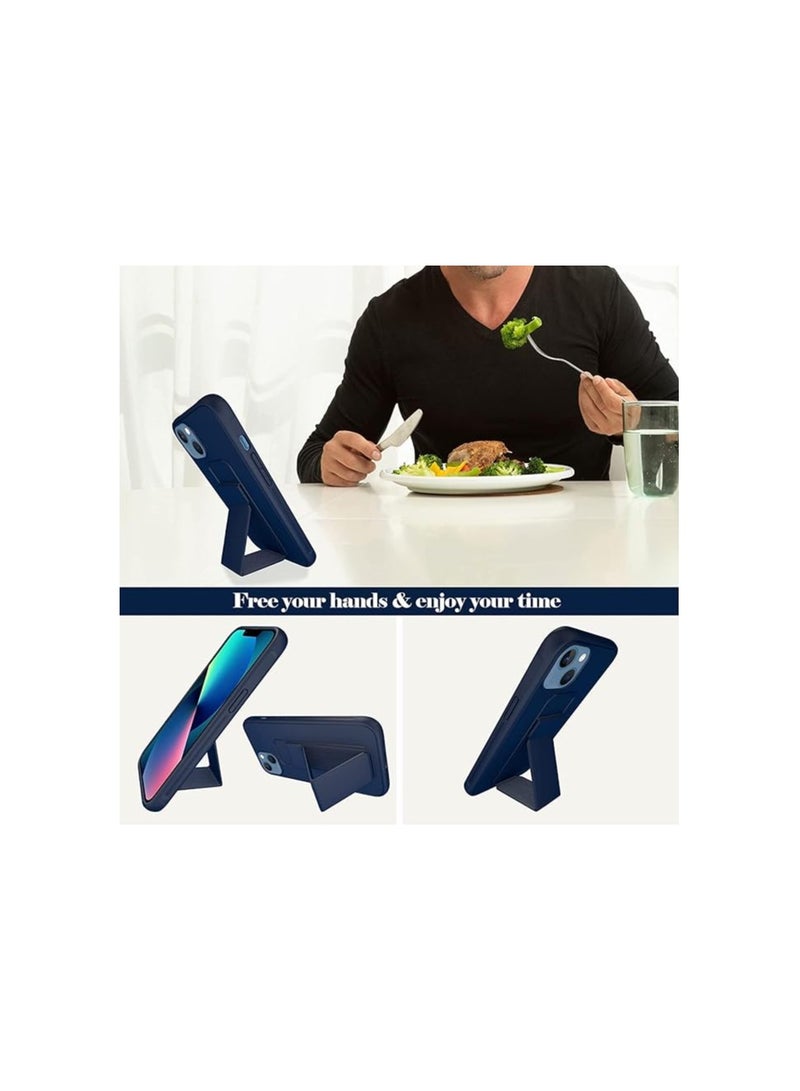 MYK Clear Case Compatible with iPhone 15 6.1 inch, Cell Phone Grip and Expanding Stand, Shockproof Cover with Grip Holder, Raised Edges for Screen Protection,blue - Image 5