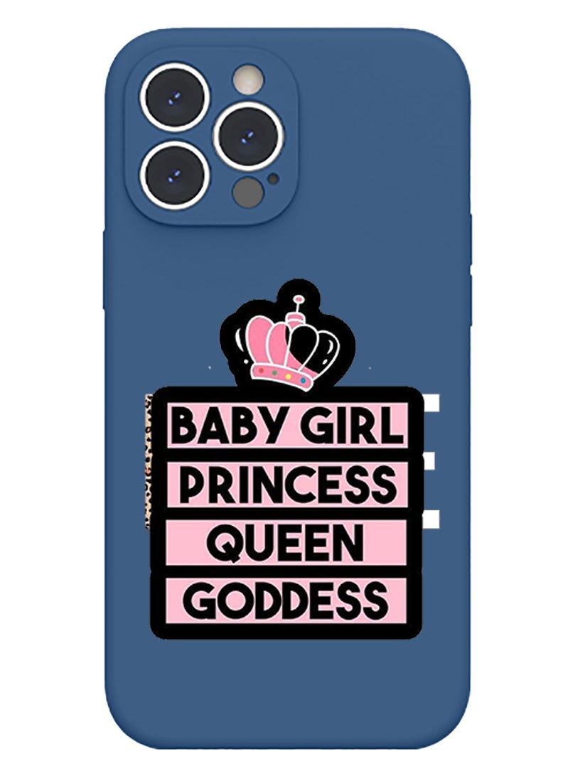 Theodor Protective Slim Fit Case Liquid Silicone Cover with Full Body Protection Anti-Scratch Shockproof Case For iPhone 13 Pro Max Blue  - Baby Girl Princess white copy  - Image 1