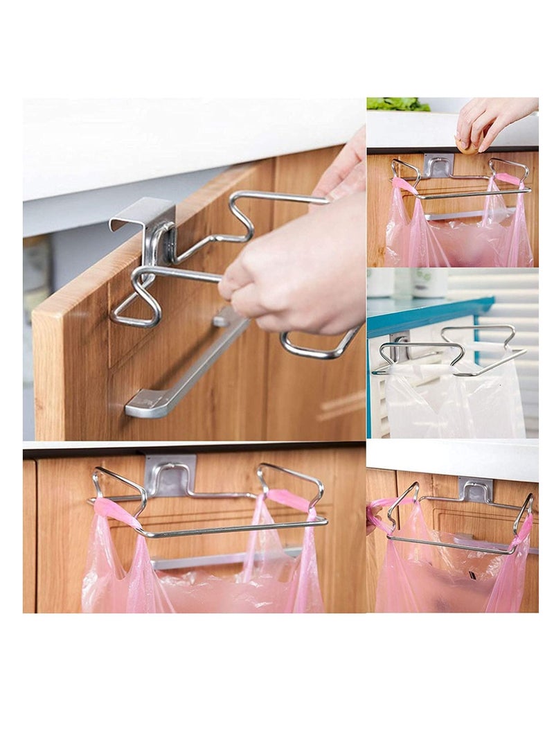 Y&D Hanging Garbage Bags Storage Organizer Rack, Stainless Steel Trash Bag Holder, Towel Gloves Hanger for Kitchen Cabinet Cupboard Drawer Back Door Hook Hangers, Cupboards Frame  - Image 4