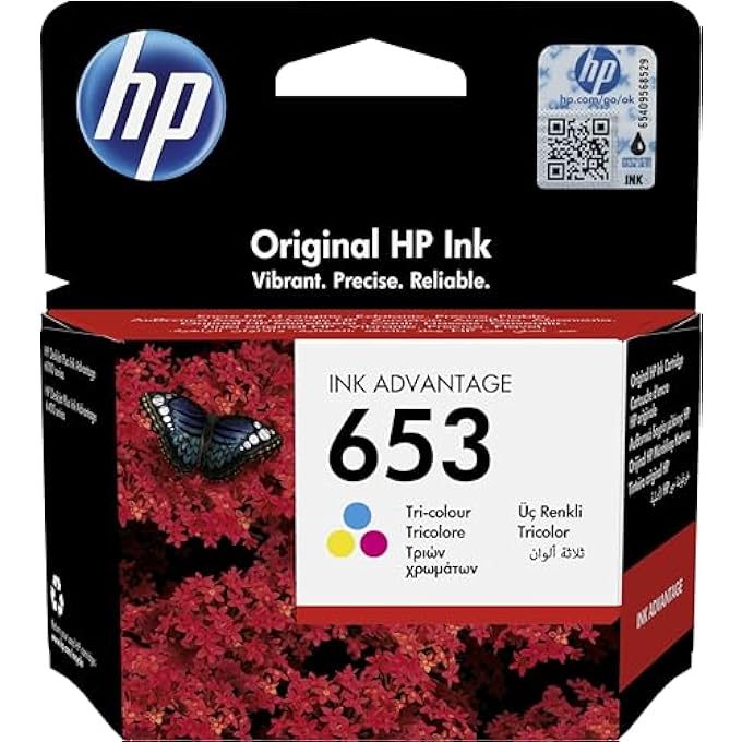 653 TRI-COLOR ORIGINAL INK ADVANTAGE CARTRIDGE, 3YM74AE-PACK OF 2PCS - Image 1