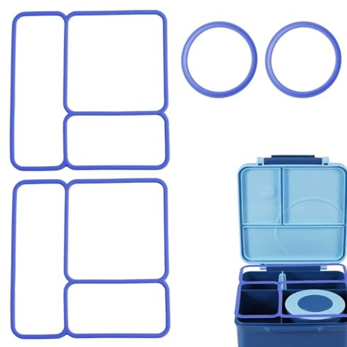 PEUTIER 2 Set Lid Seal Gasket, Exact Fit Replacement Part For Kids Bento Lunch Box With Insulated Food Container Sealing Ring for Bento Box Premium Silicone Seal Replacement Accessories (Blue)