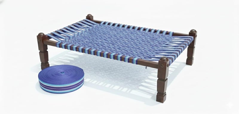 BASRAH NIWAR Nylon Niwar Patta Roll for Chair, Charpai, Khatia (Blue) - Image 3