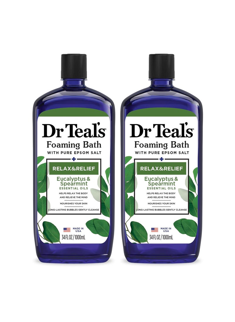 Dr Teal's - Dr Teals Foaming Bath with Pure Epsom Salt Relax  Relief with Eucalyptus  Spearmint 34 fl oz Pack of 2 - Image 1