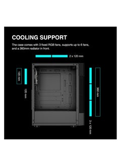 GAMDIAS AURA PC Case, ATX Gaming Computer Cases, Mid Tower, Digital Display, Tempered Glass Panel, Airflow Mesh, Pre-install 3 x 120mm FRGB Fan, Black - pzsku/Z2D5257D088C378213204Z/45/_/1737355245/8cb97649-e928-4b7b-a206-f32b41a0267a