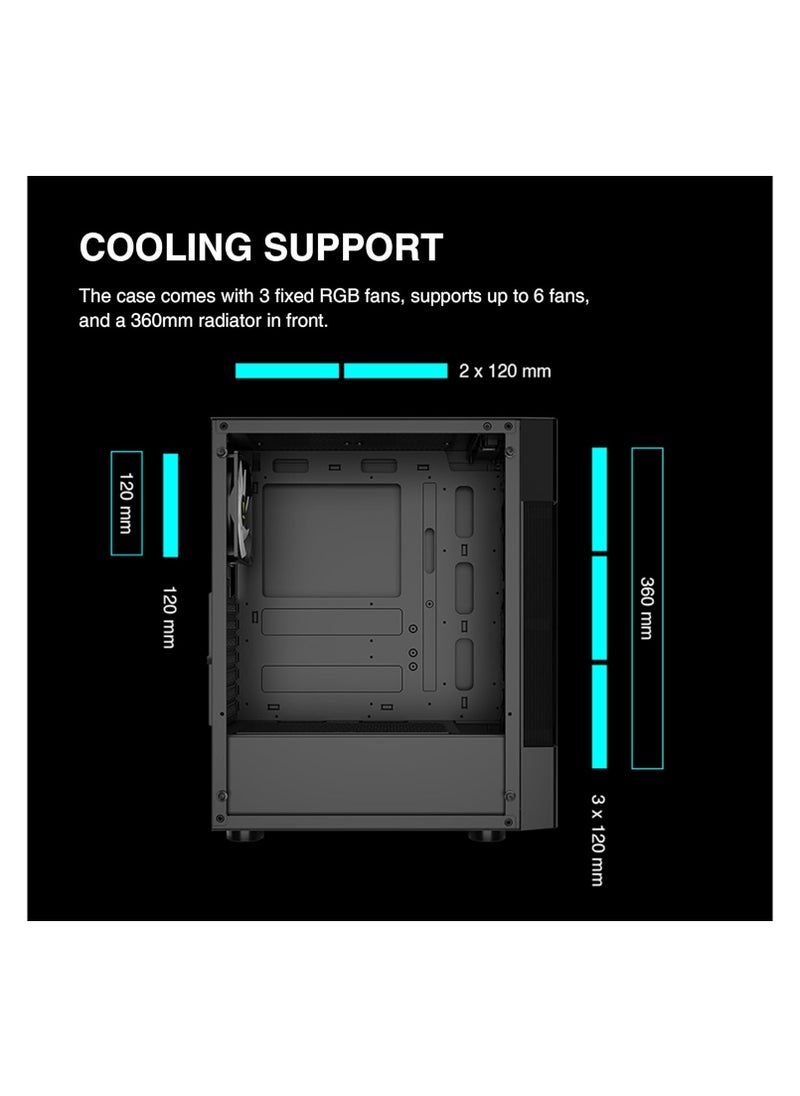 GAMDIAS AURA PC Case, ATX Gaming Computer Cases, Mid Tower, Digital Display, Tempered Glass Panel, Airflow Mesh, Pre-install 3 x 120mm FRGB Fan, Black - pzsku/Z2D5257D088C378213204Z/45/_/1737355245/8cb97649-e928-4b7b-a206-f32b41a0267a