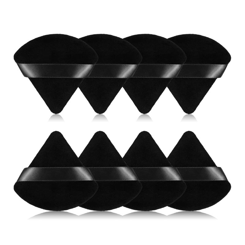 RAREIUS 8Pcs of Triangular Powder Puff Makeup Sponges, Made of Super-soft Velvet, Designed for Contouring, Eye, and Corner, Beauty Blender Foundation Mixing Container.(Black) - Image 1
