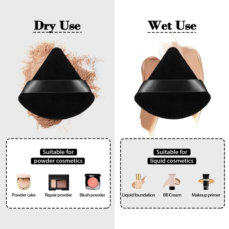 RAREIUS 8Pcs of Triangular Powder Puff Makeup Sponges, Made of Super-soft Velvet, Designed for Contouring, Eye, and Corner, Beauty Blender Foundation Mixing Container.(Black) - Image 3