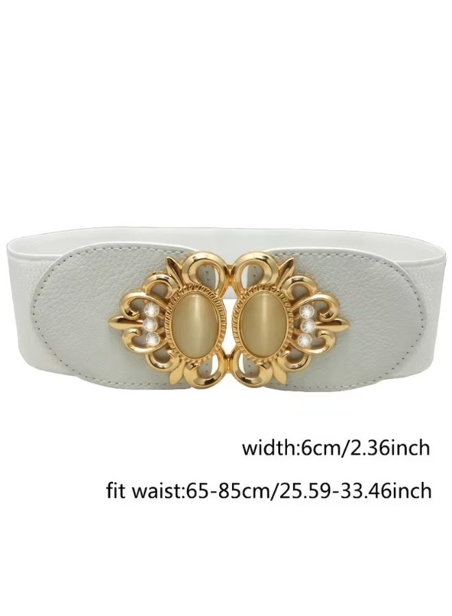 Goolsky Elastic Wide Waist Cover Belt Rhinestone Waist Belt Hook Buckle Wrap Cinch Corset Wide Belt For Women For Dress - Image 5