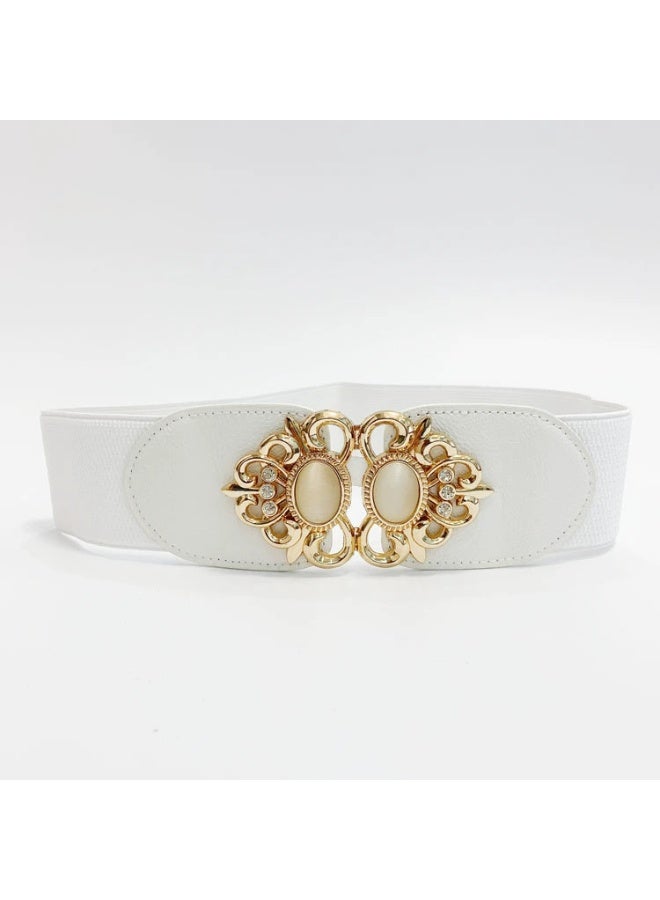 Goolsky Elastic Wide Waist Cover Belt Rhinestone Waist Belt Hook Buckle Wrap Cinch Corset Wide Belt For Women For Dress - Image 2