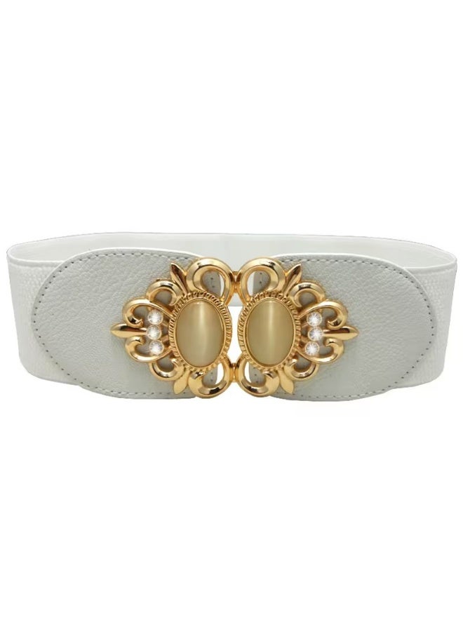 Goolsky Elastic Wide Waist Cover Belt Rhinestone Waist Belt Hook Buckle Wrap Cinch Corset Wide Belt For Women For Dress - Image 4