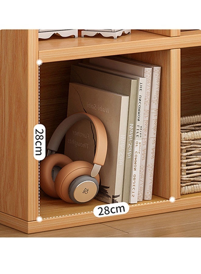 CozyNest 8-Compartment Freestanding Bookshelf & Storage Cabinet, Wall-Adjacent Kids Bookcase, Simple Organizer for Living Room Reading Corner, Natural Wood - Image 3