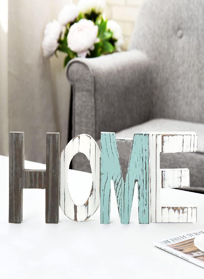 MyGift MyGift Rustic Multicolored Solid Wood HOME Cut Out Word Sign, Kitchen Framhouse Frestanding Decor, Mantel, Above Cabinet Decor - Image 2