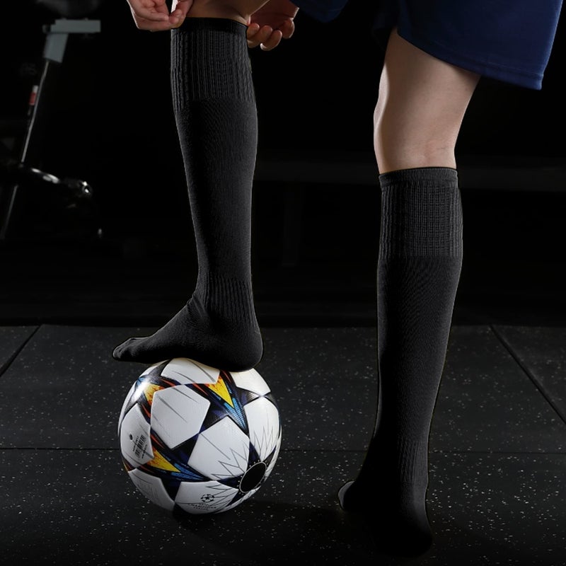 GRAPMKTG 3 Pack Softball Soccer Baseball Socks for Youth Men and Women Football Knee High Socks for Kids Adult Tube Socks for Boys Girls Black Large - Image 2