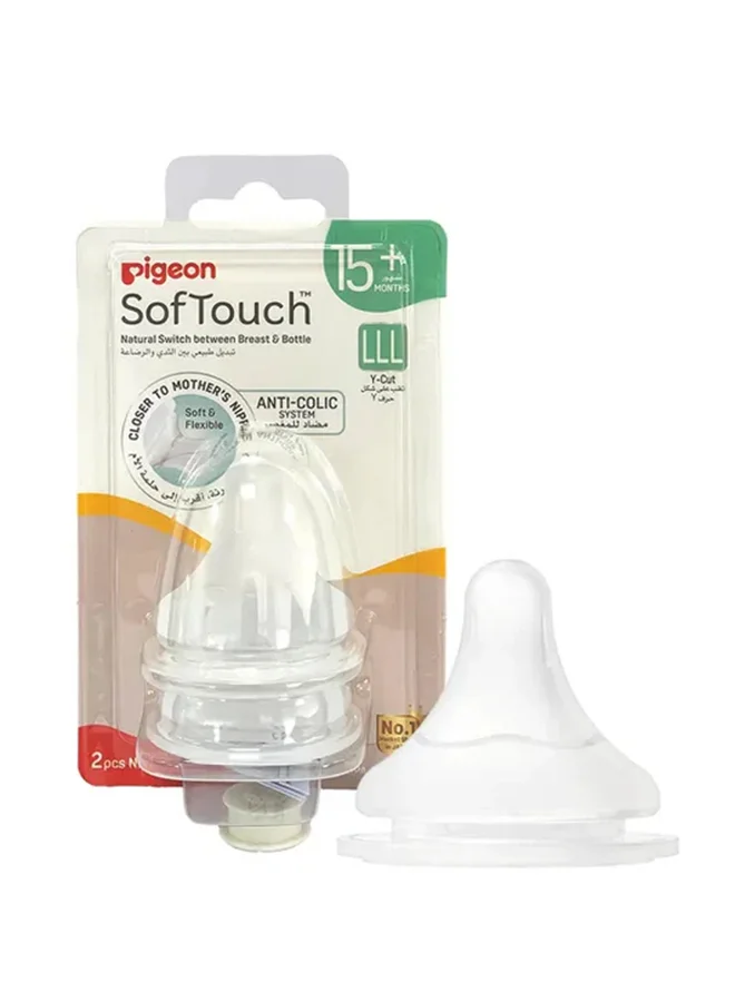 pigeon Pack Of 2 Softouch Wide Neck Nipples (Lll), Round Hole, Bpa And Bps Free