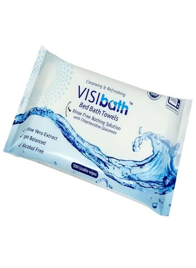 VISIBATH Cleansing and Refreshing Wipes Bed Bath Towel (Size: 240X320 mm, 10 N Per Pack) -Set of 1 Packs - Image 1