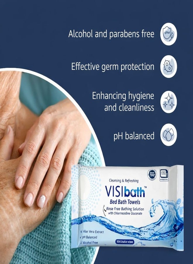 VISIBATH Cleansing and Refreshing Wipes Bed Bath Towel (Size: 240X320 mm, 10 N Per Pack) -Set of 1 Packs - Image 3