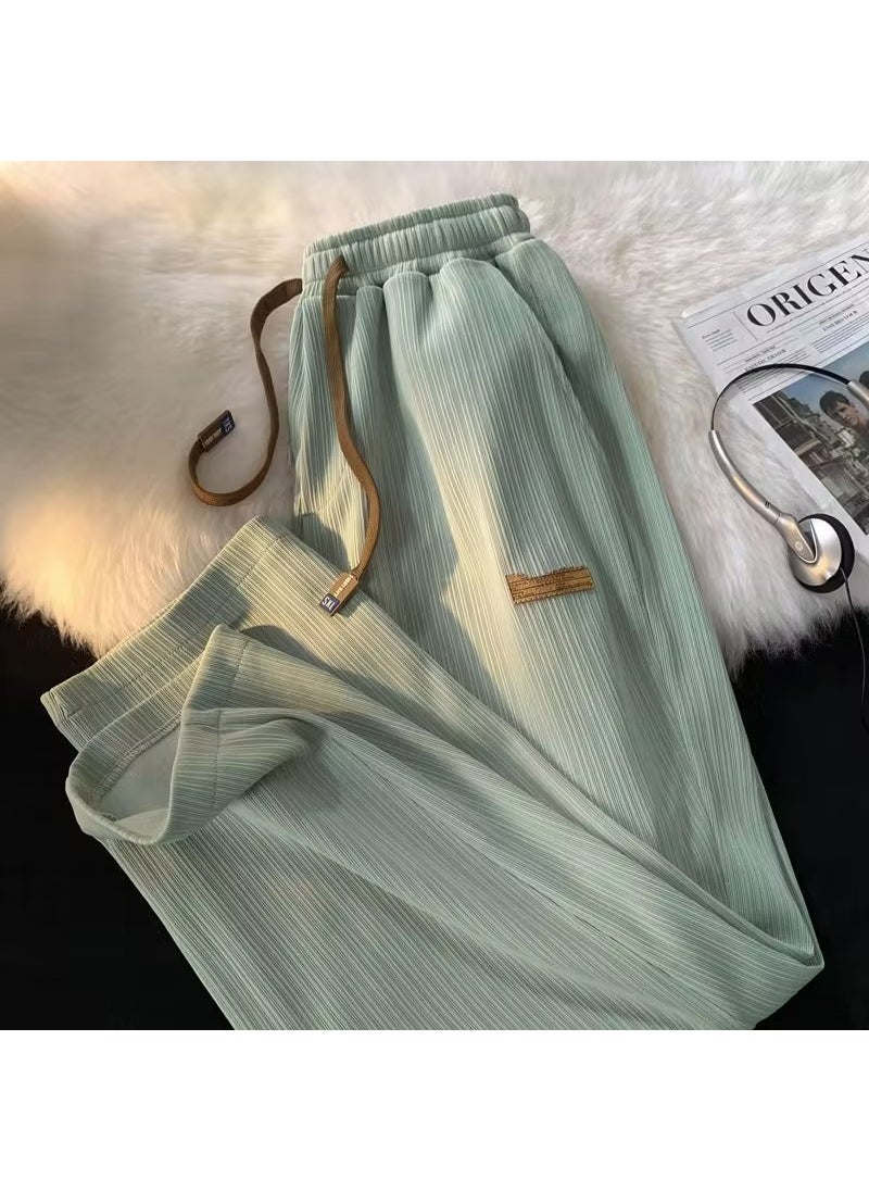 Generic - Summer Thin Branded Loose Joggers Ice Silk Pants Men K186 apricot - Image 1