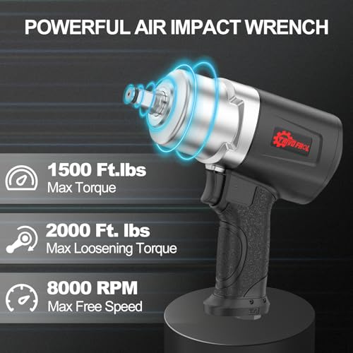 Trivd Frol Air Impact Wrench 1/2" - 1/2 Inch Impact Gun 1/2 Drive, 1500Ft-lbs, 8000RPM High Torque Impact Wrench, Weight 4.74 lb, 1/2 Air Impact Gun for Auto Repair, Tire Shop - Image 3