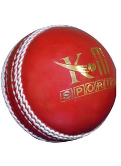 KM SPORTS KM Sports Red Hardball/Leather Cricket Ball - Hand Stitched 4 Piece Construction 156 grams 35 over Match Ball  - Image 2